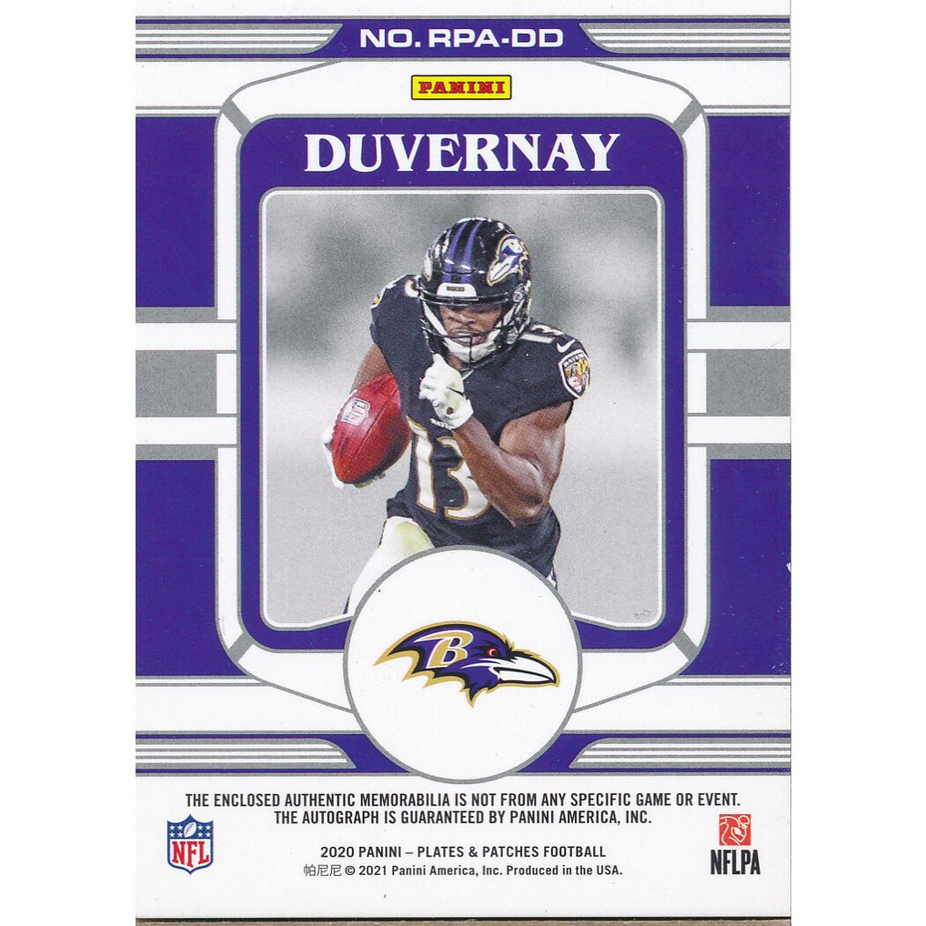 2020 Panini Plates and Patches Rookie Patch Autographs #33 Devin Duvernay
