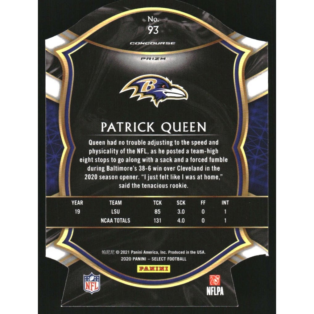 2020 Select Prizm Light Blue Die Cut #93 Patrick Queen