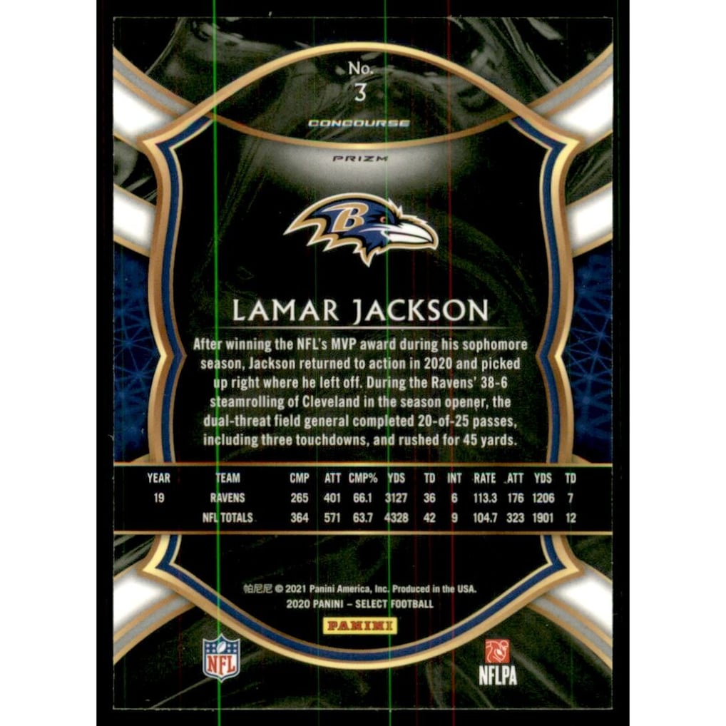 2020 Select Prizm Silver #3 Lamar Jackson