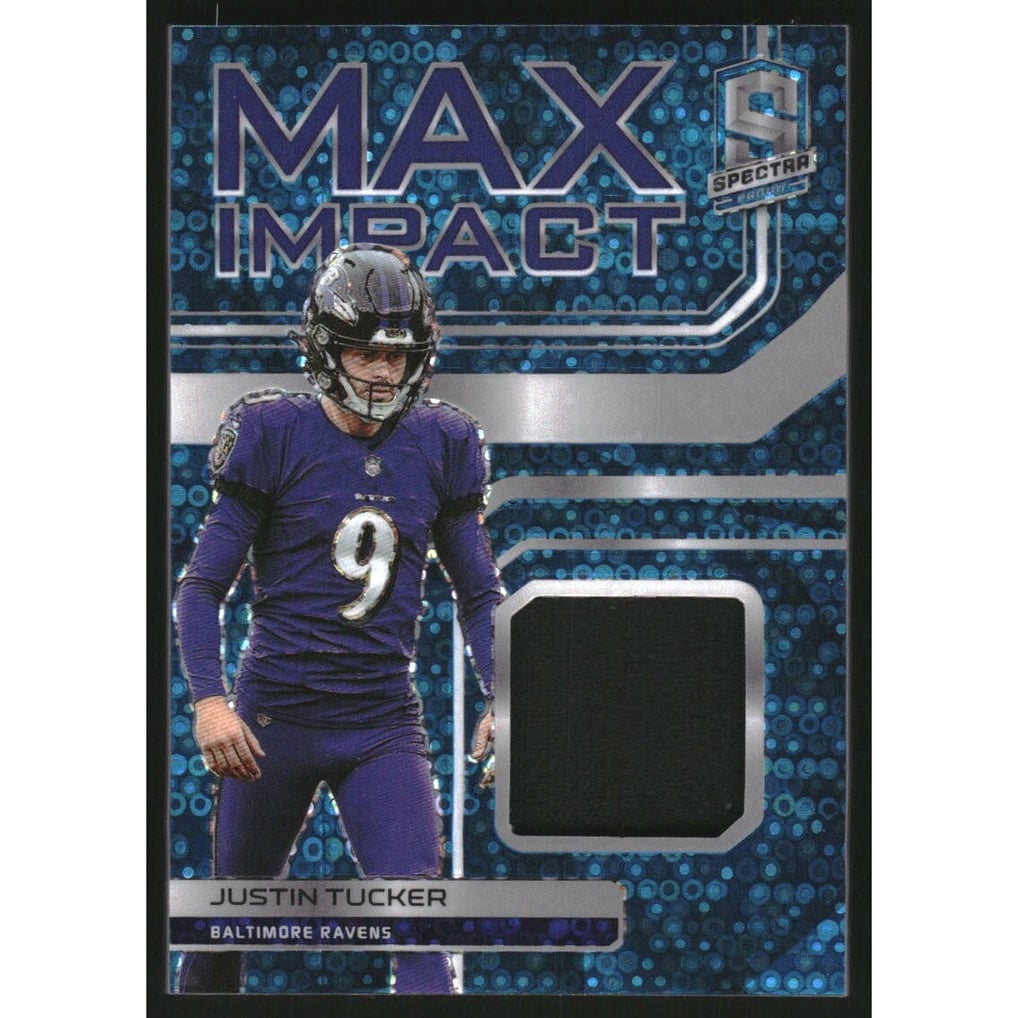 2022 Panini Spectra Max Impact Materials Neon Blue #6 Justin Tucker