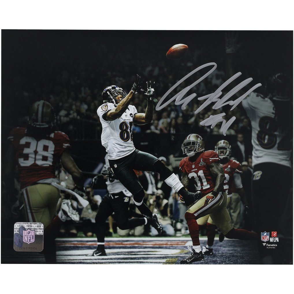 Anquan Boldin Baltimore Ravens Autographed Fanatics Authentic 8" x 10" Super Bowl XLVII Touchdown Catch Spotlight Photograph