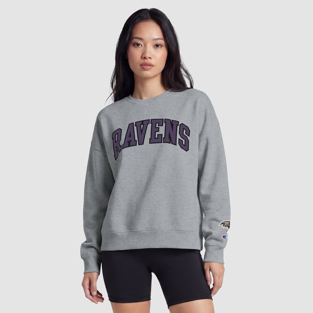 Baltimore Ravens Champion Women's Contrast Lined Sweatshirt - Heather Gray