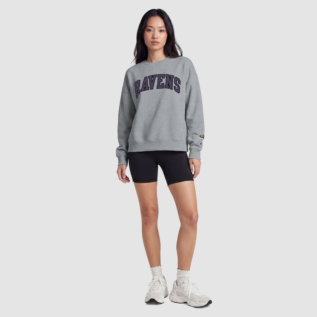 Baltimore Ravens Champion Women's Contrast Lined Sweatshirt - Heather Gray