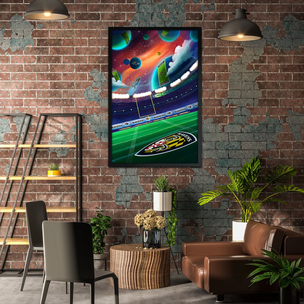 Baltimore Ravens Galaxy Print Framed Art