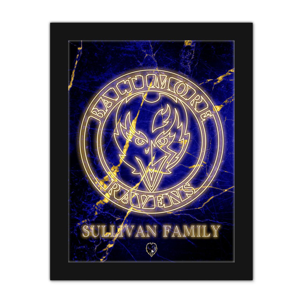 Baltimore Ravens Personalized 12" x 16" Framed Art Print