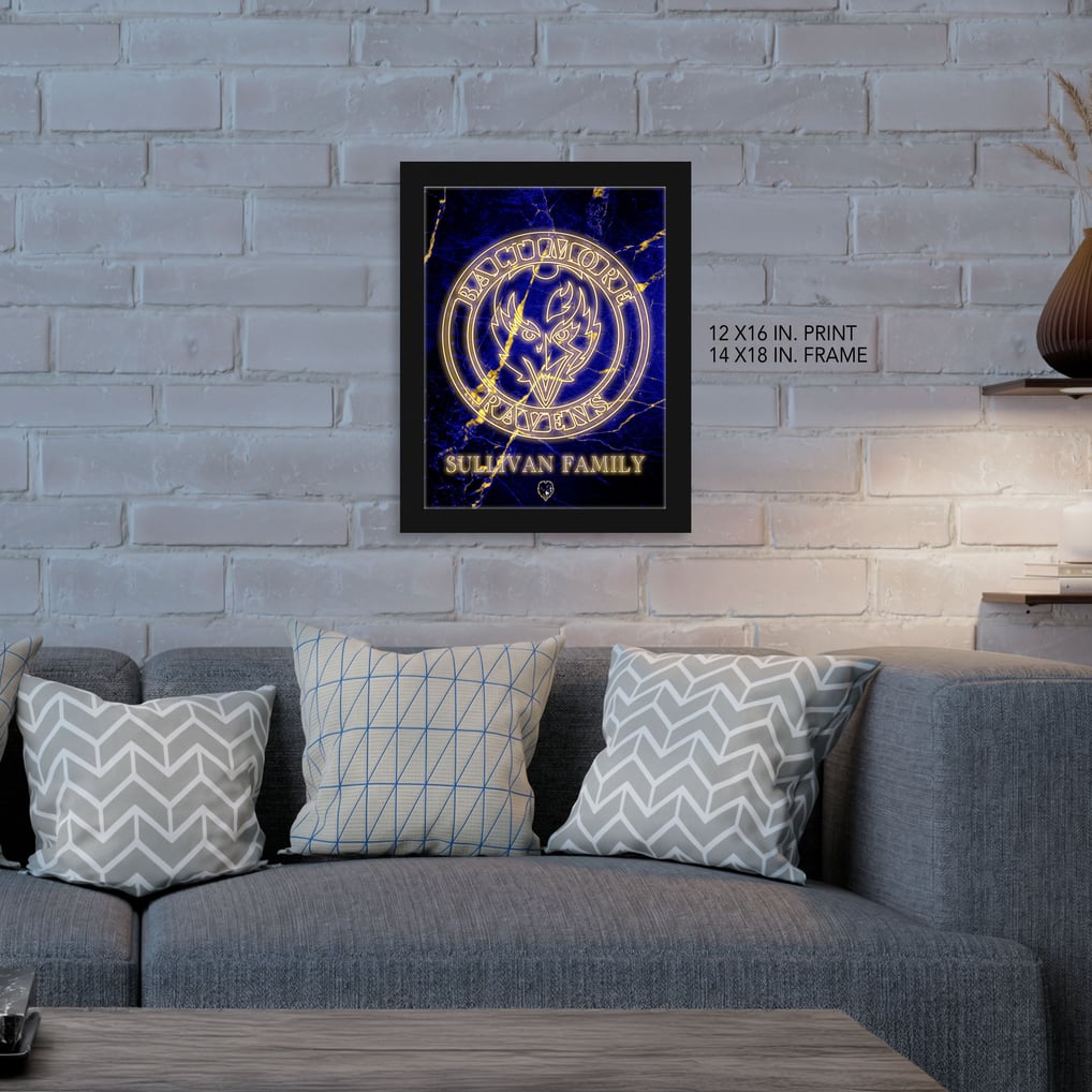 Baltimore Ravens Personalized 12" x 16" Framed Art Print