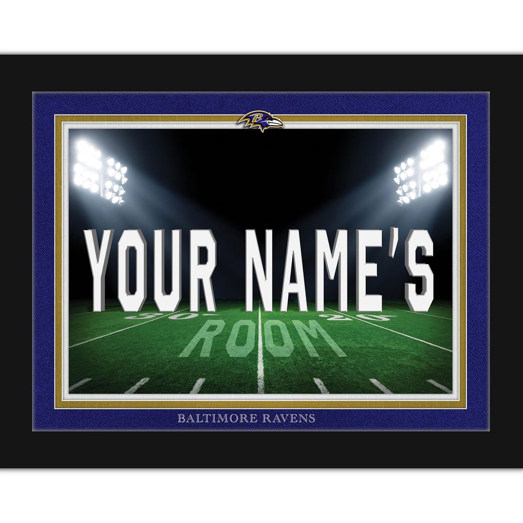 Baltimore Ravens 12'' x 16'' Personalized Framed Field Spotlight Print - Black