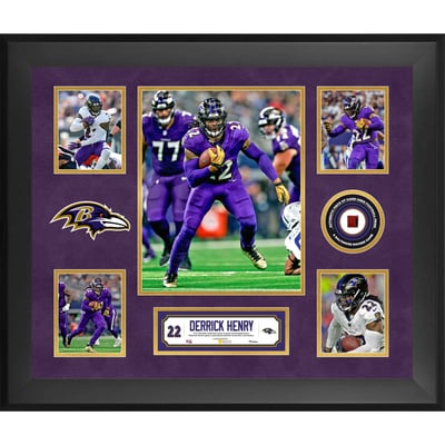 Derrick Henry Baltimore Ravens Fanatics Authentic Framed 20" x 24" 5-Photo Collage with a Piece of Game-Used Football - Limited Edition of 500