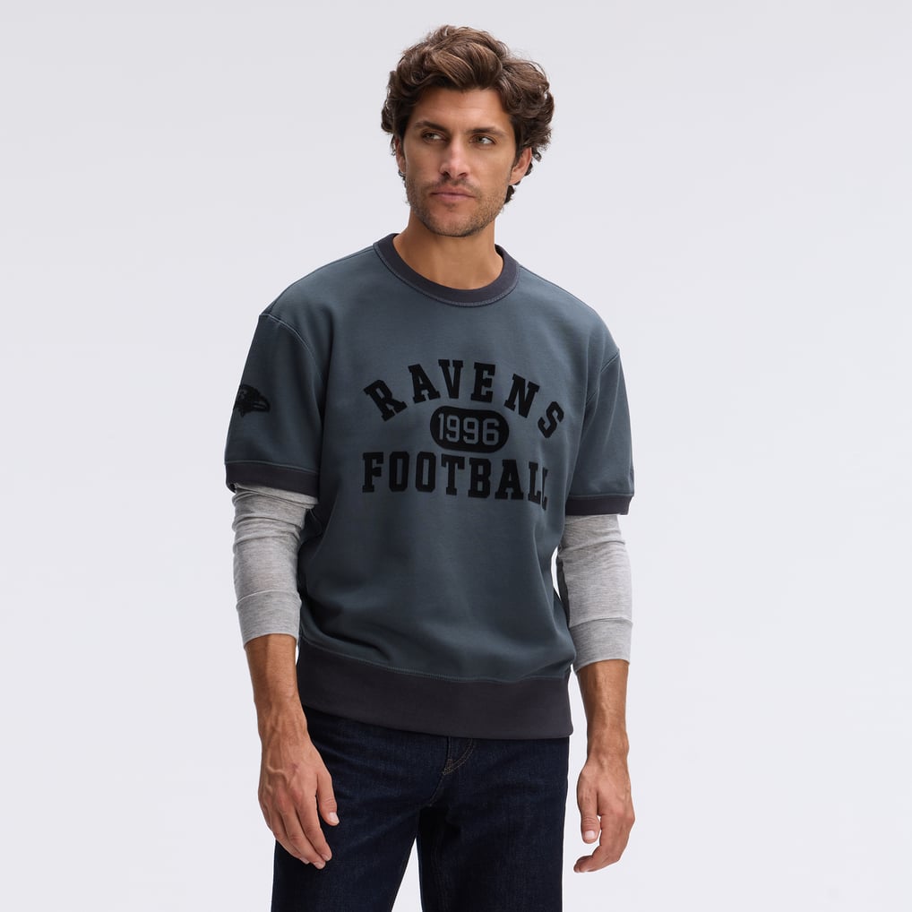 Baltimore Ravens Fanatics IconicFleece Short Sleeve Sweatshirt - Charcoal