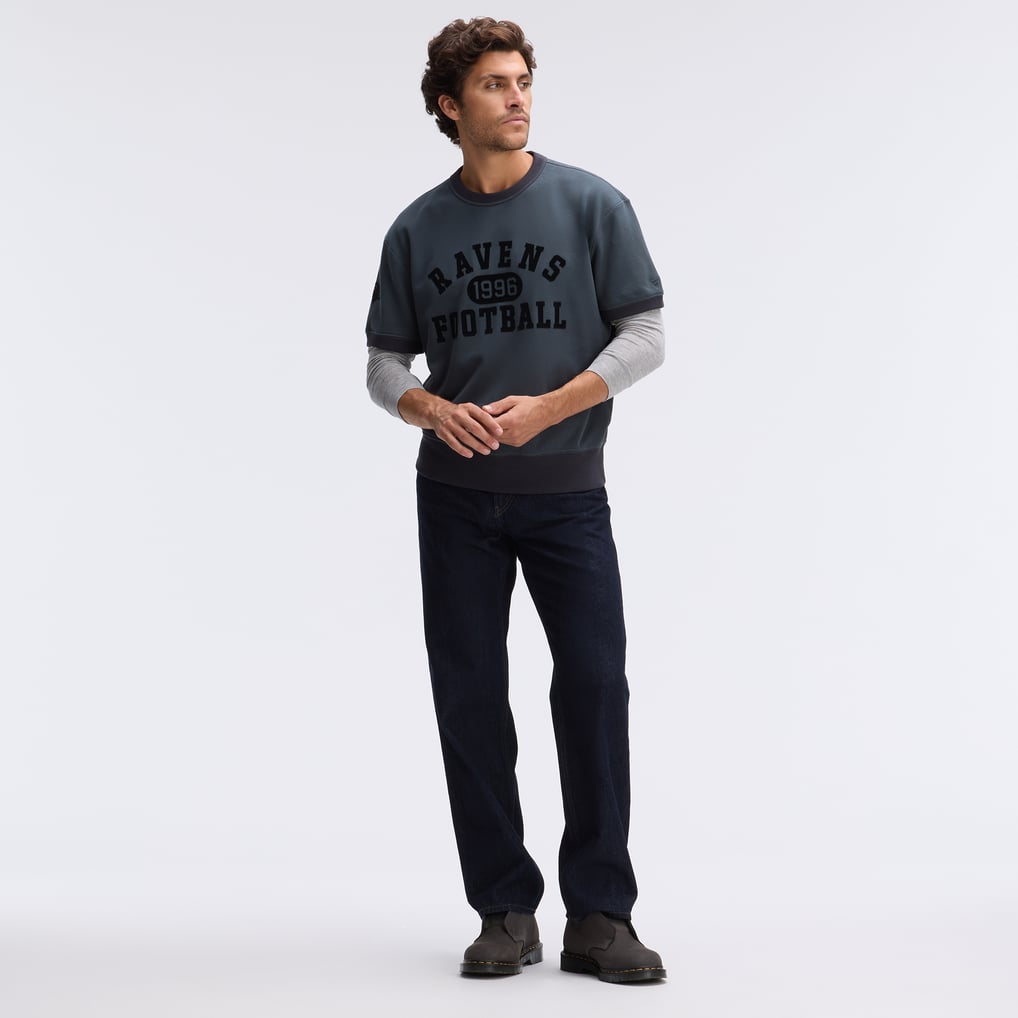 Baltimore Ravens Fanatics IconicFleece Short Sleeve Sweatshirt - Charcoal