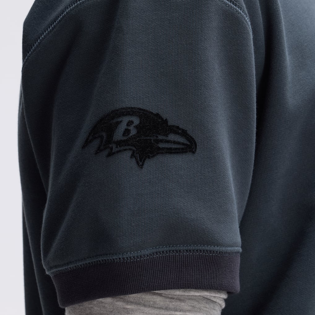 Baltimore Ravens Fanatics IconicFleece Short Sleeve Sweatshirt - Charcoal