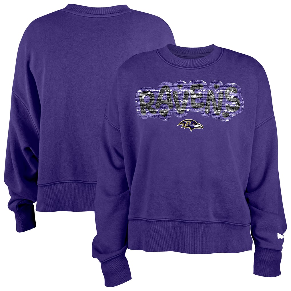 Baltimore Ravens New Era Girl's Flip Sequin Sweatshirt - Purple