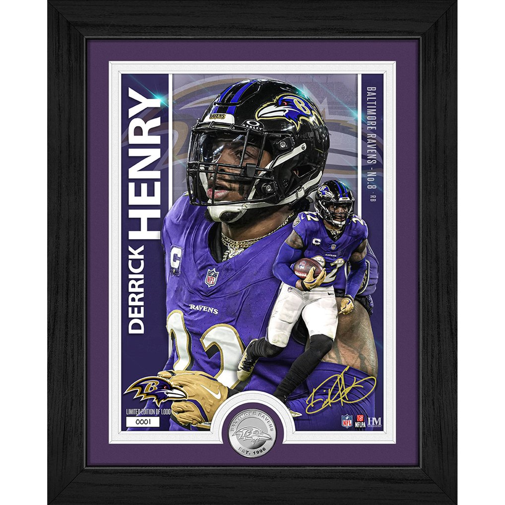 Derrick Henry Baltimore Ravens Highland Mint 13" x 16" Silver Coin Photo Mint