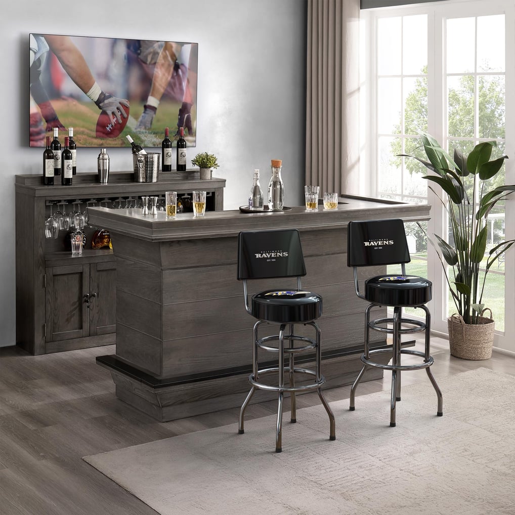 Baltimore Ravens Imperial Chrome Bar Stool - Black