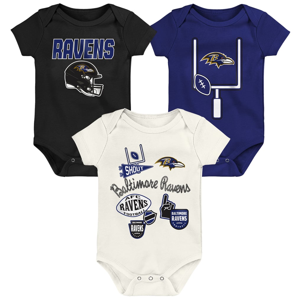  Baltimore Ravens Outerstuff Infant & Newborn Littlest Player Three-Piece Bodysuit Set