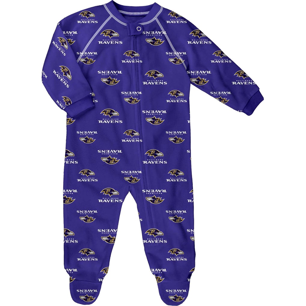 Baltimore Ravens Infant Allover Print Raglan Full-Zip Sleeper - Purple