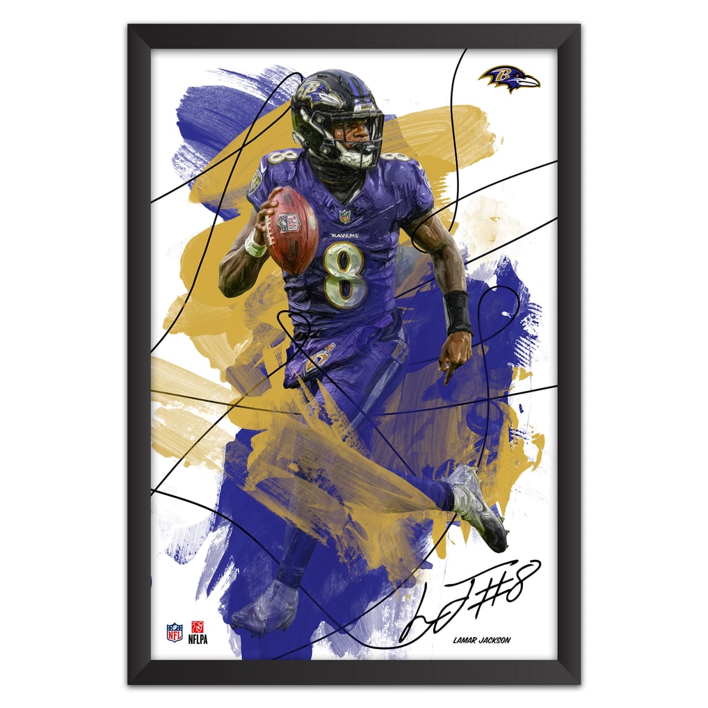 Lamar Jackson Baltimore Ravens 14" x 20" Brush Stroke Player Framed Art Print