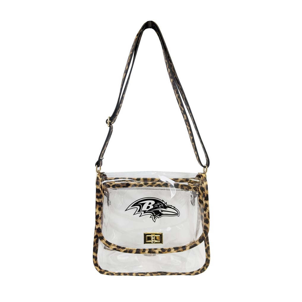 Baltimore Ravens Logo Brands Leopard Print Trim Clear Purse