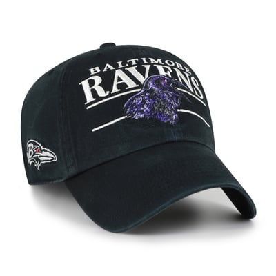 Baltimore Ravens '47 Throwback Graphic Clean Up Adjustable Hat - Black