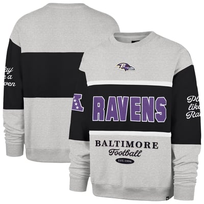 Baltimore Ravens '47 Blockfield Maximalist Sweatshirt - Black/Heather Gray