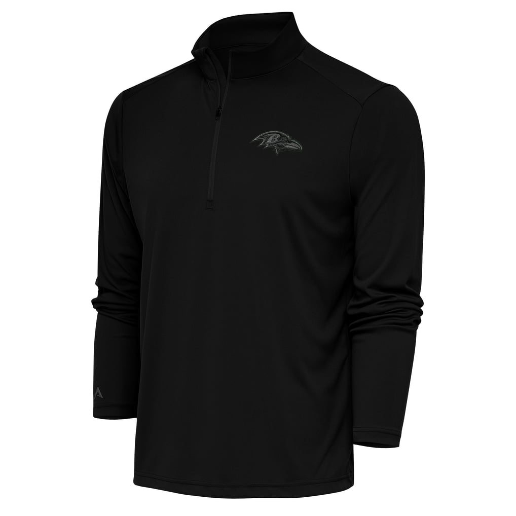 Baltimore Ravens Antigua Tonal Logo Tribute Quarter-Zip Pullover Top - Black