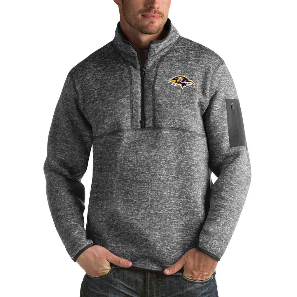 Baltimore Ravens Antigua Fortune Big & Tall Quarter-Zip Pullover Jacket - Charcoal