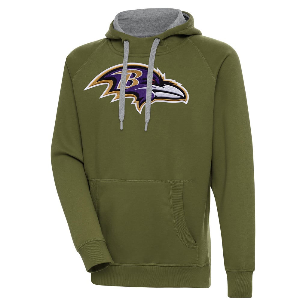  Baltimore Ravens Antigua Primary Logo Victory Pullover Hoodie - Olive