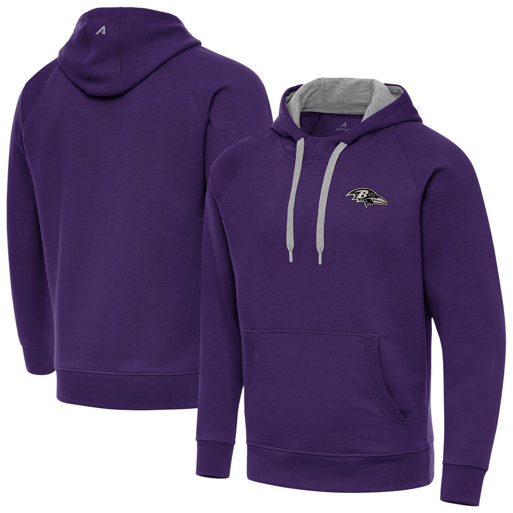Baltimore Ravens Antigua Brushed Carbon Victory Pullover Hoodie - Purple