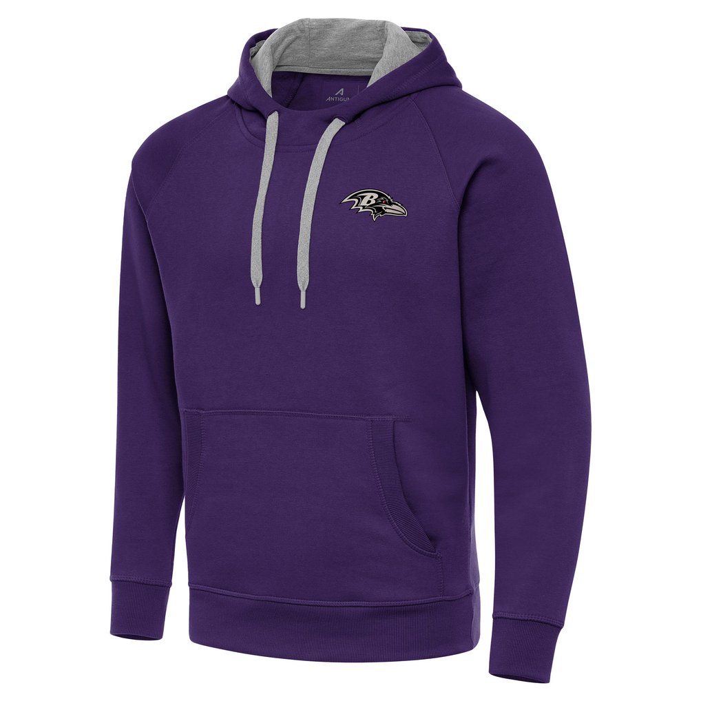 Baltimore Ravens Antigua Brushed Carbon Victory Pullover Hoodie - Purple