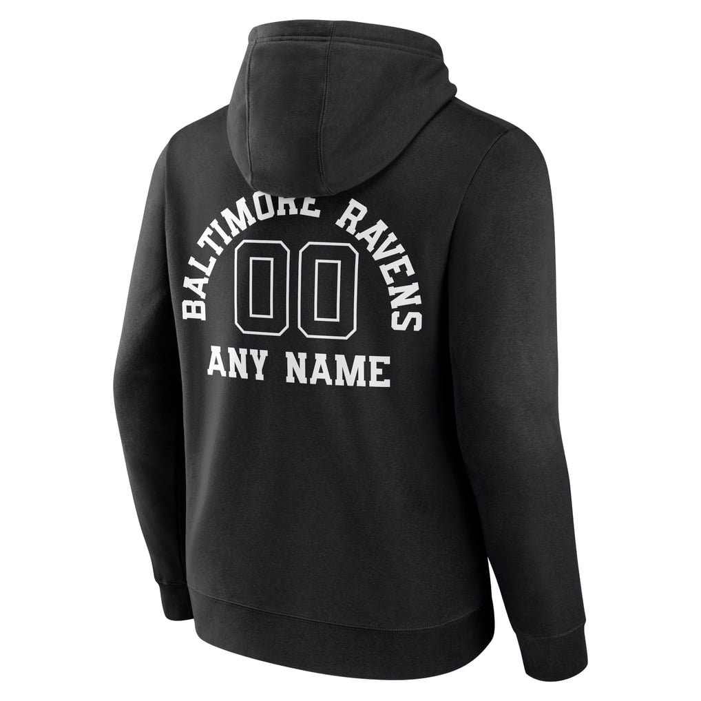 Baltimore Ravens Personalized Name & Number Pullover Hoodie - Black