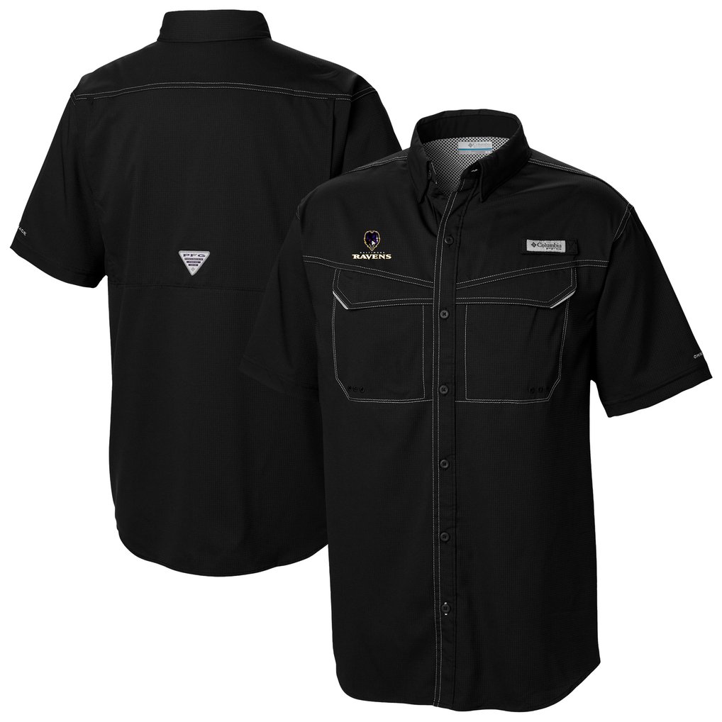 Baltimore Ravens Columbia Low Drag Offshore Omni-Wick Button-Up Shirt - Black