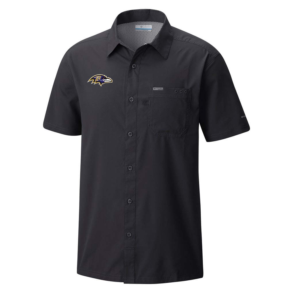  Baltimore Ravens Columbia Slack Tide Omni-Wick Button-Up Camp Shirt - Black