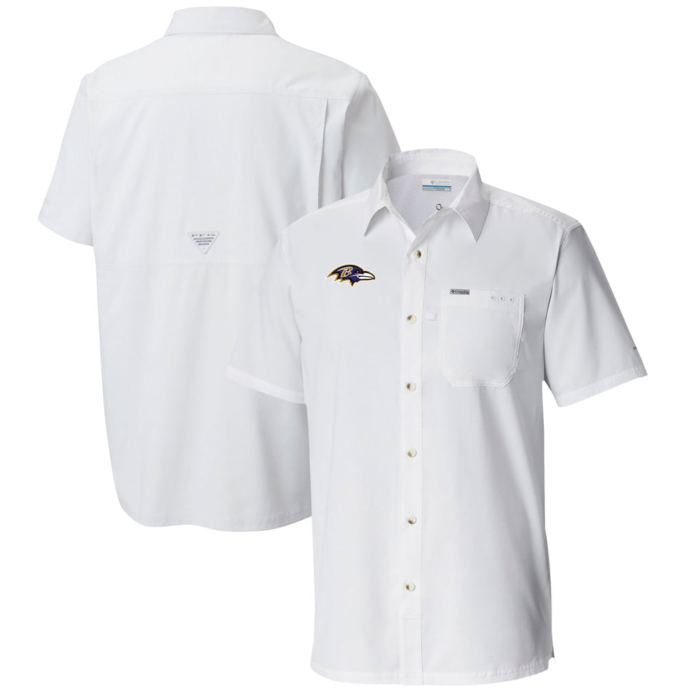  Baltimore Ravens Columbia Slack Tide Omni-Wick Button-Up Camp Shirt - White