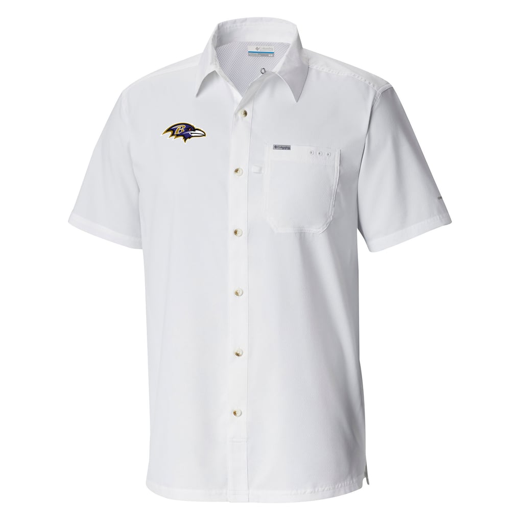  Baltimore Ravens Columbia Slack Tide Omni-Wick Button-Up Camp Shirt - White