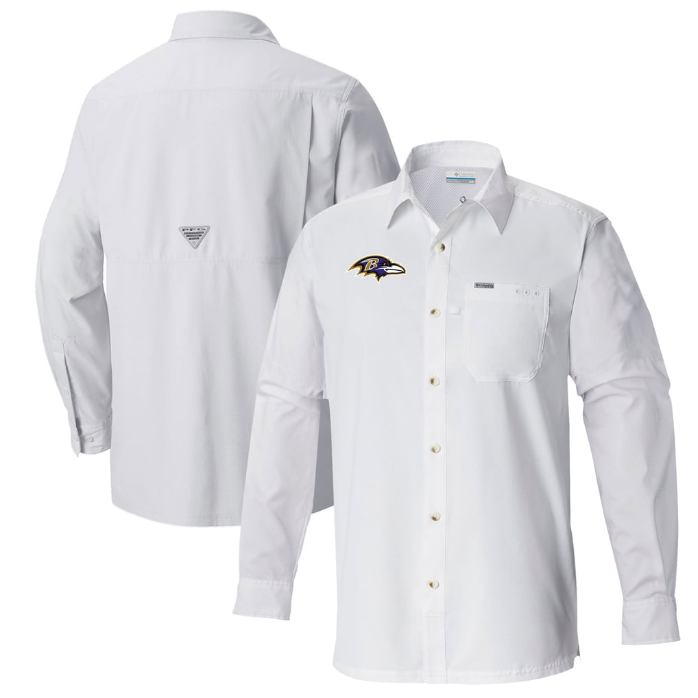  Baltimore Ravens Columbia Slack Tide Omni-Wick Long Sleeve Button-Up Shirt - White