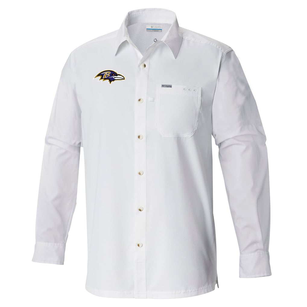  Baltimore Ravens Columbia Slack Tide Omni-Wick Long Sleeve Button-Up Shirt - White