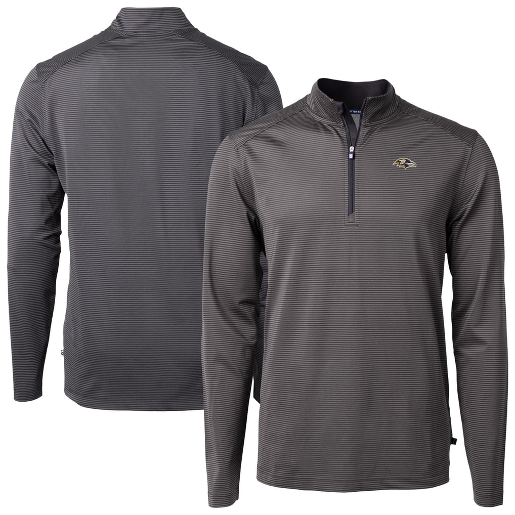 Baltimore Ravens Cutter & Buck Virtue Eco Pique Micro Stripe Quarter-Zip Jacket - Black