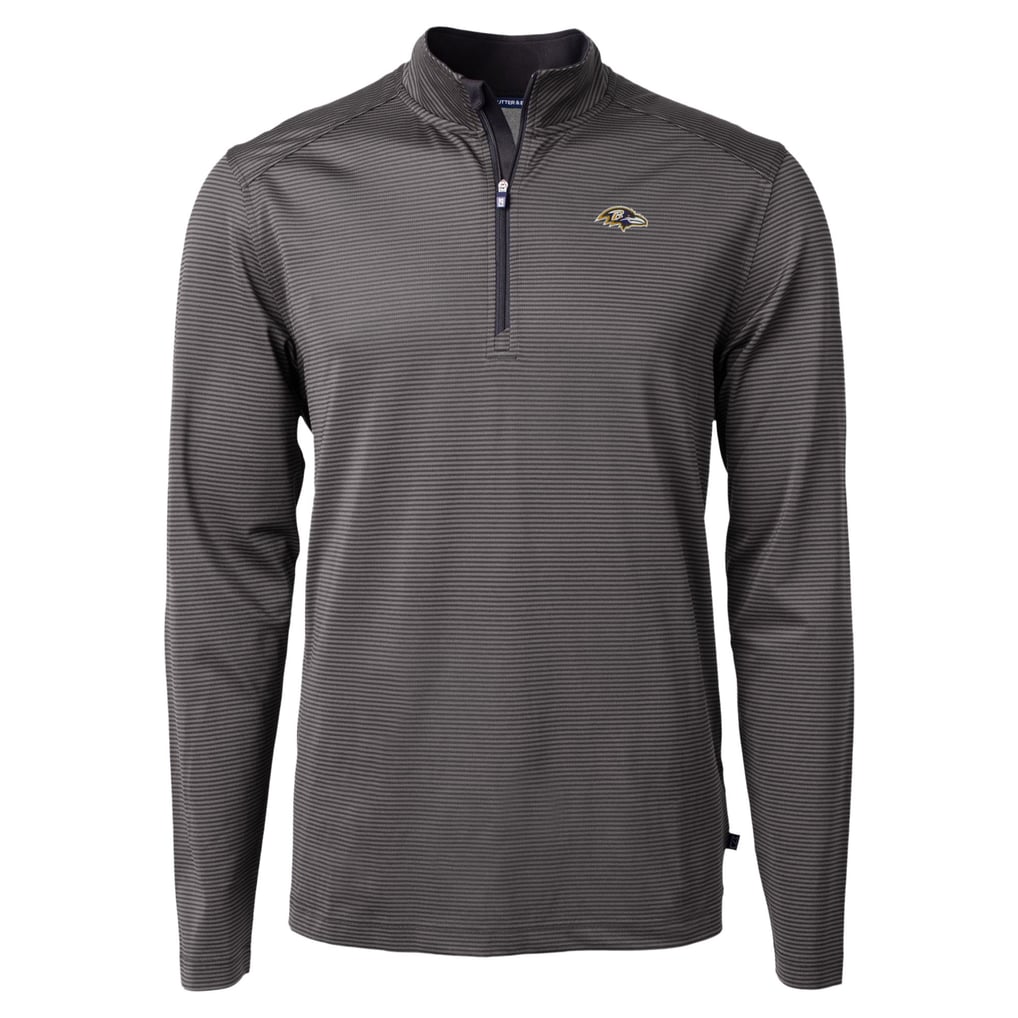 Baltimore Ravens Cutter & Buck Virtue Eco Pique Micro Stripe Quarter-Zip Jacket - Black