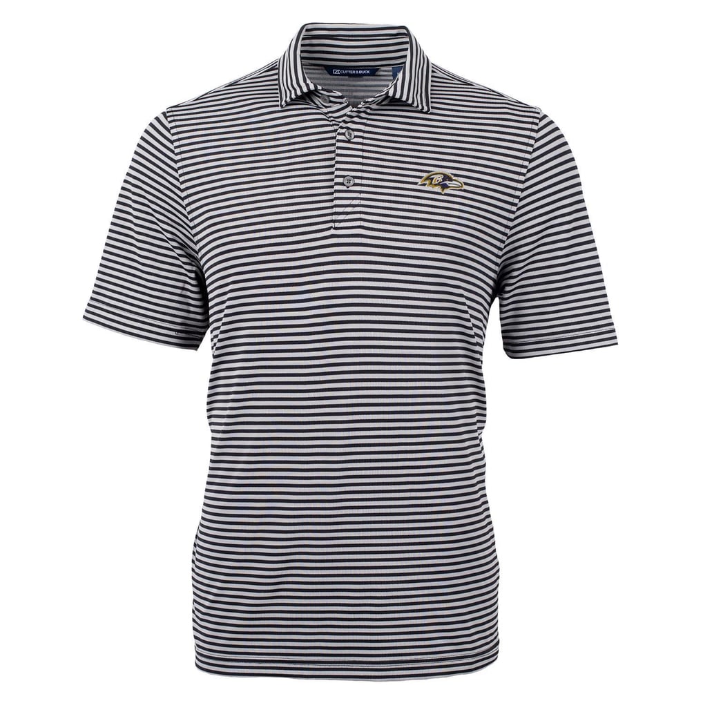 Baltimore Ravens Cutter & Buck Virtue Eco Pique Stripe Recycled Polo - Black