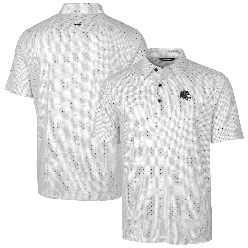  Baltimore Ravens Cutter & Buck Helmet Pike Double Dot Print Stretch Polo - Charcoal