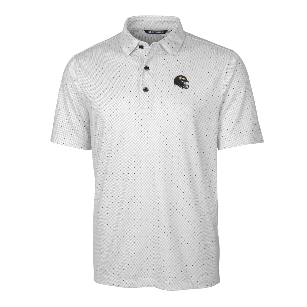 Baltimore Ravens Cutter & Buck Helmet Pike Double Dot Print Stretch Polo - Charcoal