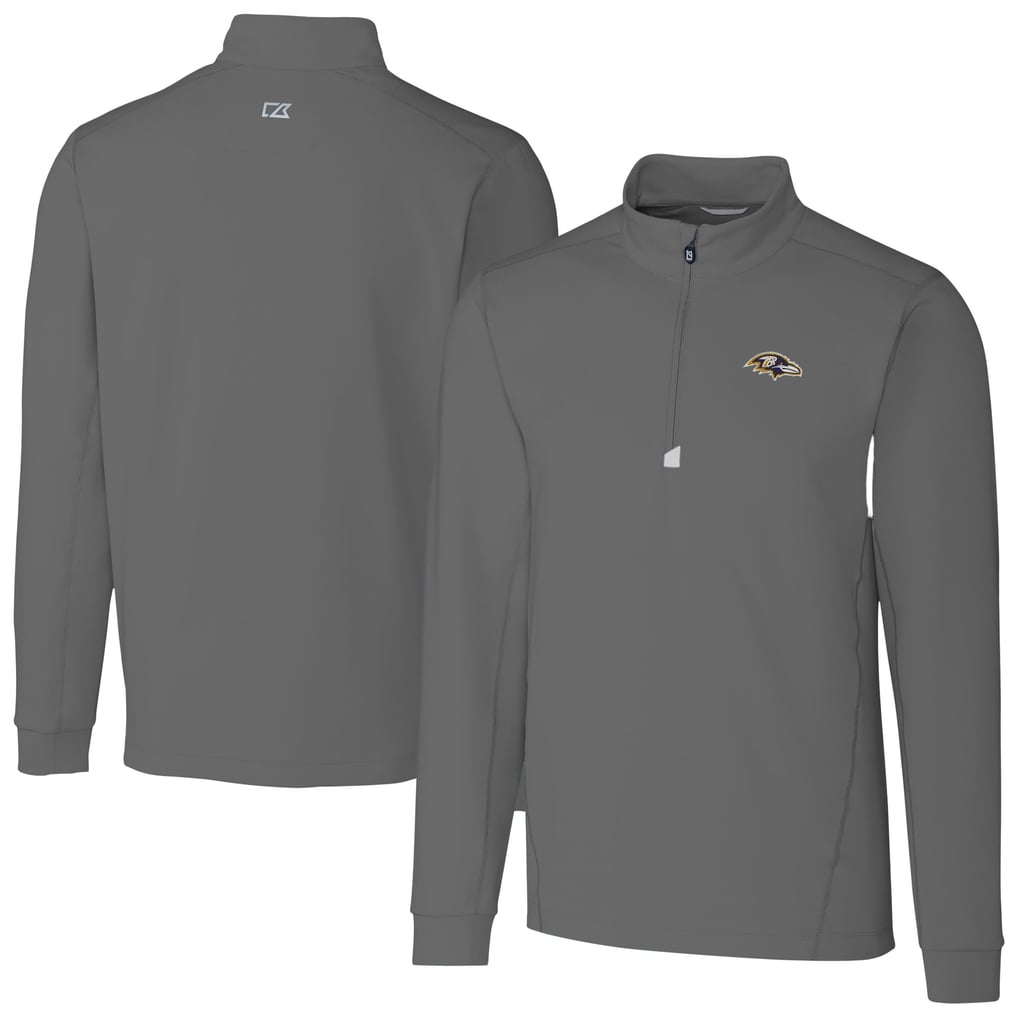 Baltimore Ravens Cutter & Buck Big & Tall Traverse Eco Tri-Blend DryTec Quarter-Zip Jacket - Gray