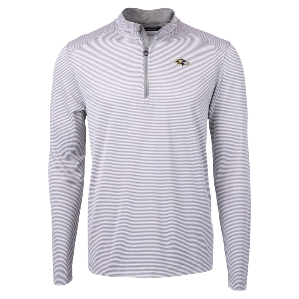 Baltimore Ravens Cutter & Buck Virtue Eco Pique Micro Stripe Quarter-Zip Jacket - Gray