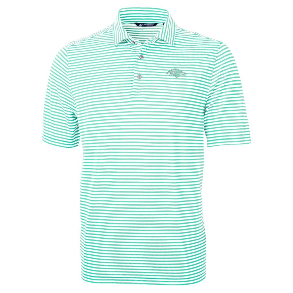 Baltimore Ravens Cutter & Buck Virtue Eco Pique Stripe Recycled Polo - Green