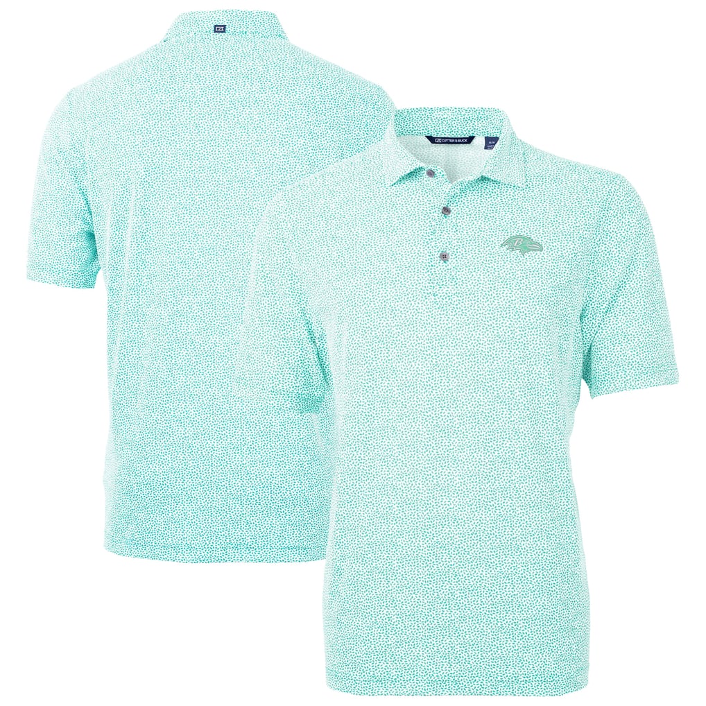 Baltimore Ravens Cutter & Buck Virtue Eco Pique Botanical Print Recycled Polo - Mint
