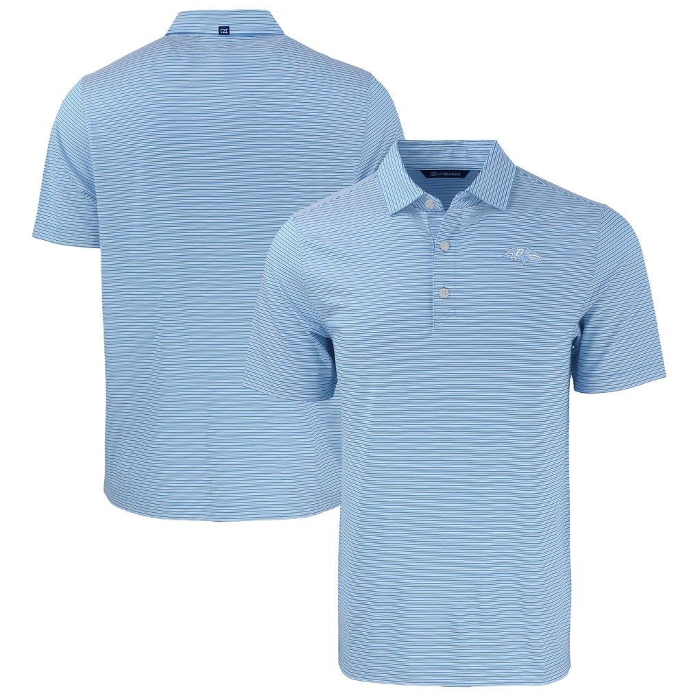 Baltimore Ravens Cutter & Buck Forge Eco Double Stripe Stretch Recycled Polo - Powder Blue