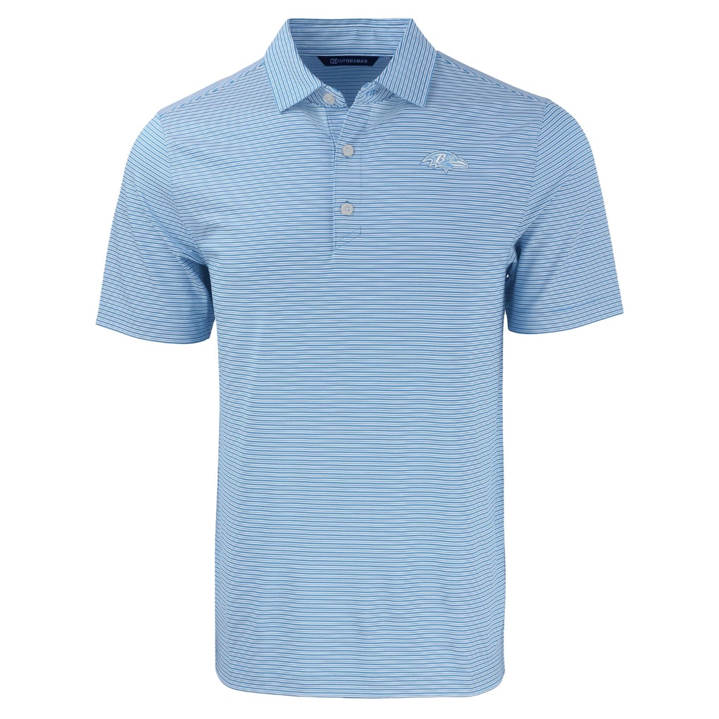 Baltimore Ravens Cutter & Buck Forge Eco Double Stripe Stretch Recycled Polo - Powder Blue
