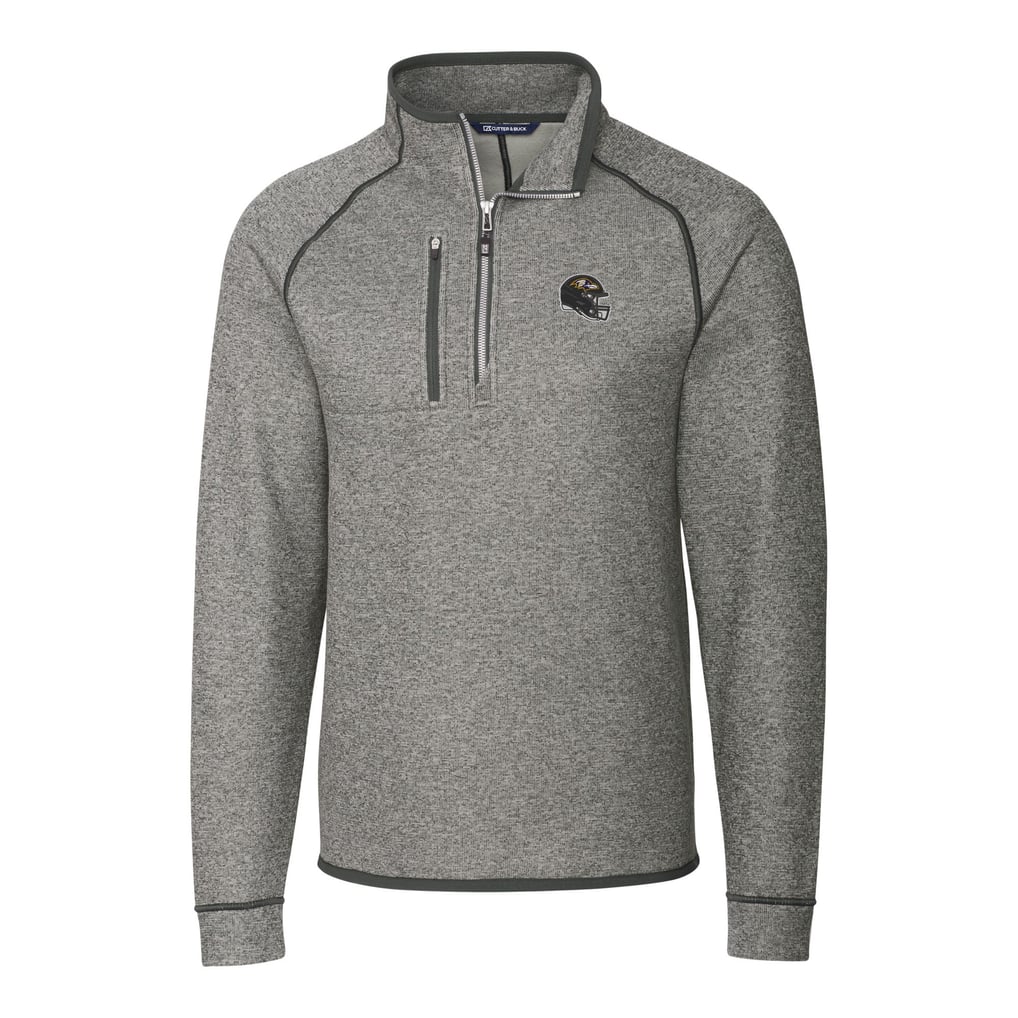  Baltimore Ravens Cutter & Buck Helmet Mainsail Sweater-Knit Half-Zip Pullover Jacket - Silver