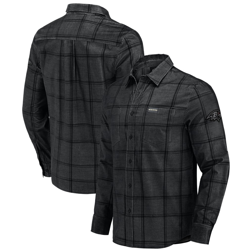 Baltimore Ravens Darius Rucker Collection by Fanatics Micro Corduroy Plaid Button Up Shirt - Black