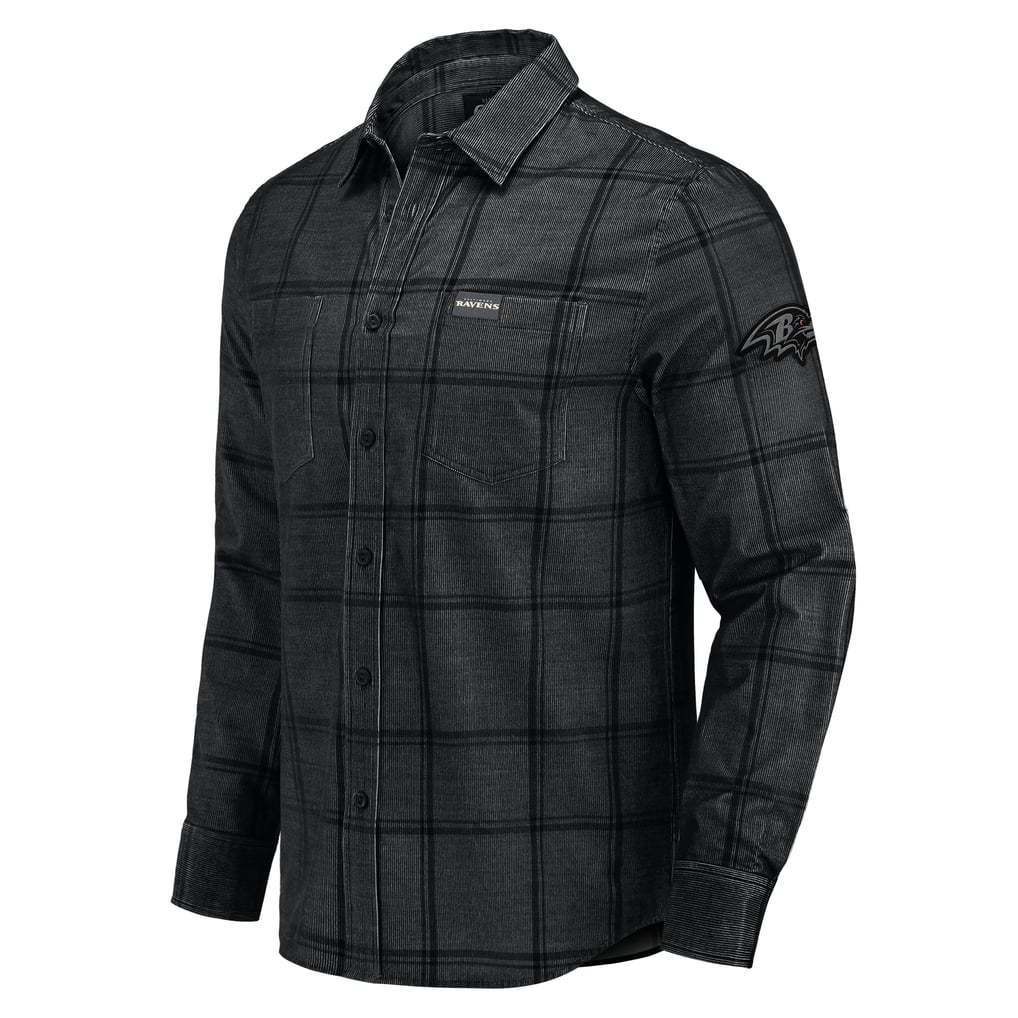 Baltimore Ravens Darius Rucker Collection by Fanatics Micro Corduroy Plaid Button Up Shirt - Black